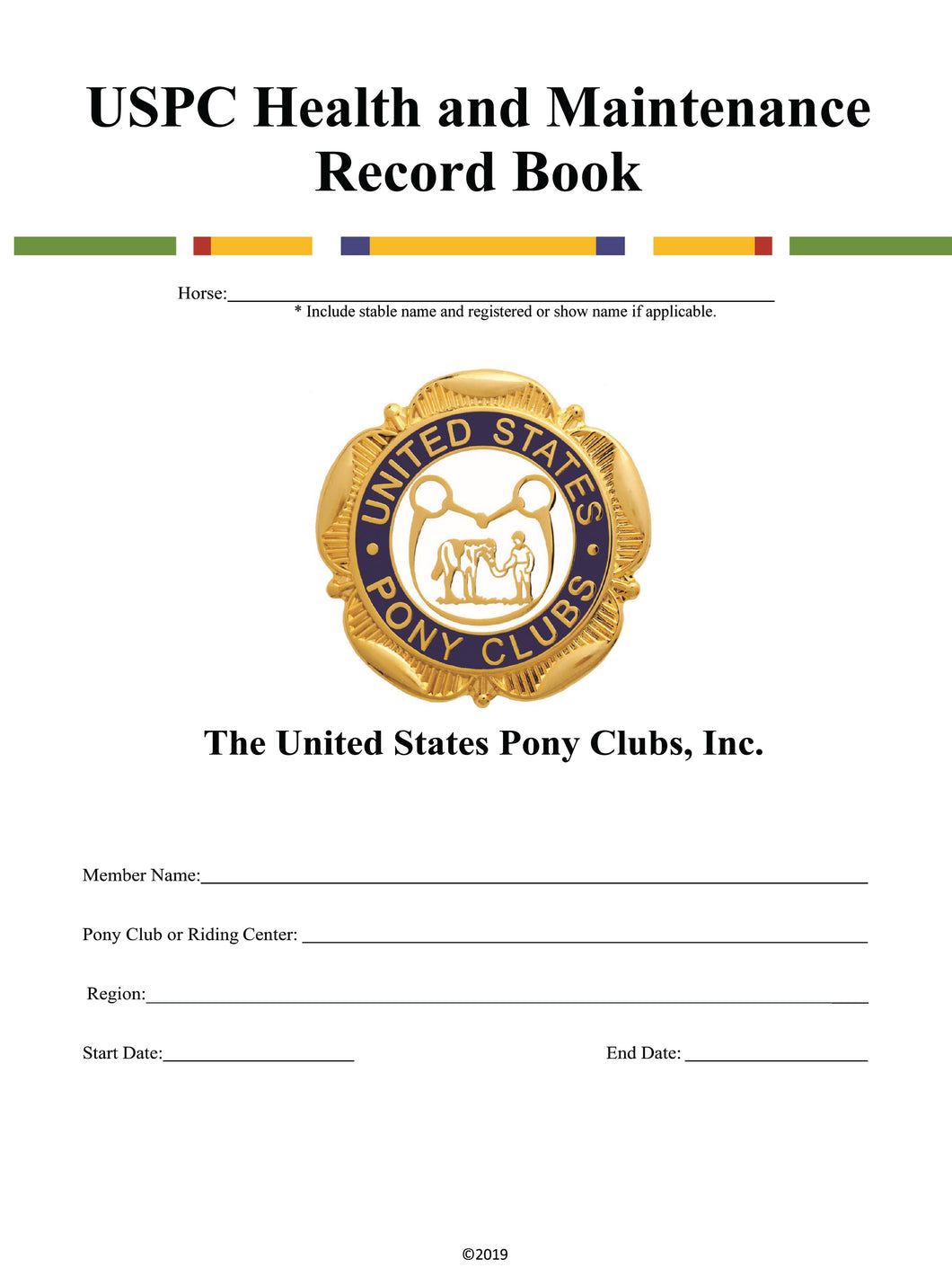 USPC Health and Maintenance Record Book